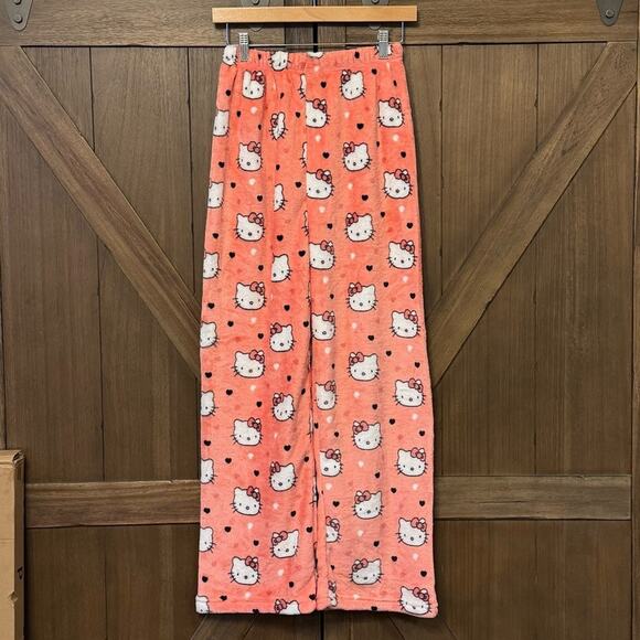 NEW Hello Kitty Fleece Pajama Pants Pink/Peach sz XS / Small Sanrio Kawaii - Picture 1 of 3